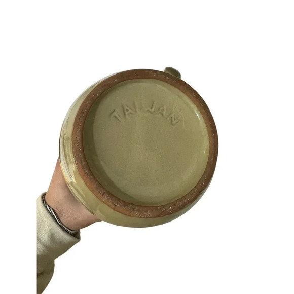 Vintage 70s Stoneware Crock Jug Pitcher Brown Tan Milk Pitcher Bohemian - Picture 4 of 9